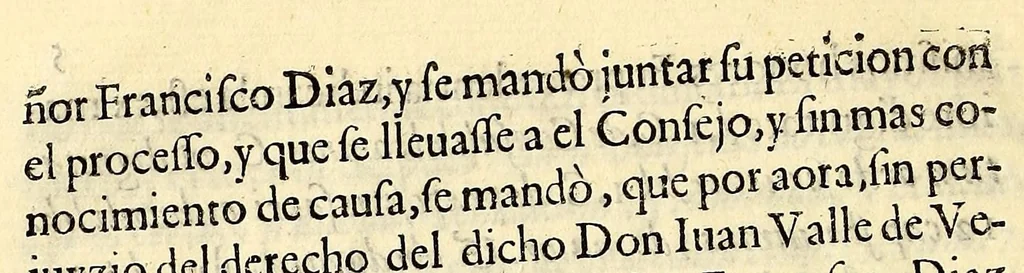 An illustration from Por don Ioseph de Villanueua, cauallero del Orden de Alcantara, del consejo de su Magestad, y su secretario en el Supremo de Aragon, consejero, y contador mayor del Consejo de la Santa Cruzada, : por el tiempo de la menor edad de don Geronimo Luis Valle de la Cerda y Villanueua. Con el señor Francisco Diaz Mendez Brito, que sirue el cargo de gran chanciller, y consejero del mismo consejo, 1642, leaf 14