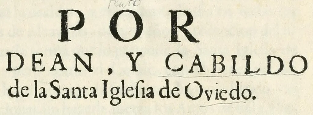 An illustration from Por el Dean y Cabildo de la Santa Iglesia de Oviedo, con el conde de Canalejas, don Pedro Menendez de Porres y Avilès ... : sobre pretender la Santa Iglesia, que por la contaduria de relaciones se la dè certification del cabimiento que han tenido, y en adelante tuvieren los cinco Juros, que la Iglesia tiene en Alcavalas del dicho Principado desde enero del año de 695 .., 1626, leaf 5