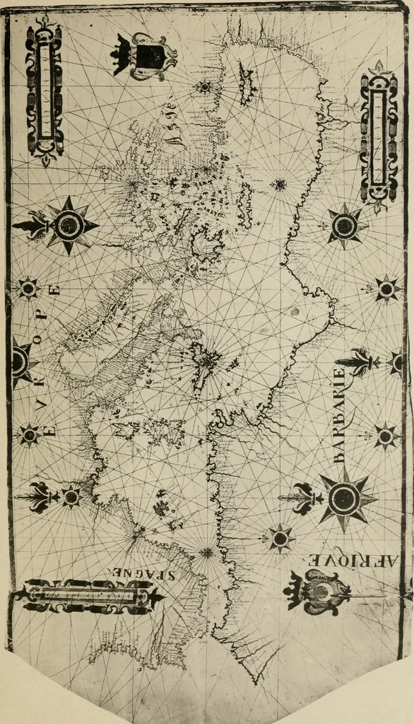 An illustration from Portolan charts; their origin and characteristics, with a descriptive list of those belonging to the Hispanic society of America, 1911, leaf 110