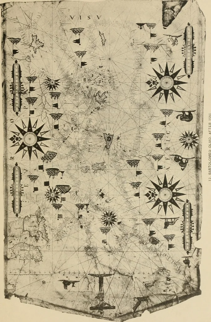 An illustration from Portolan charts; their origin and characteristics, with a descriptive list of those belonging to the Hispanic society of America, 1911, leaf 56