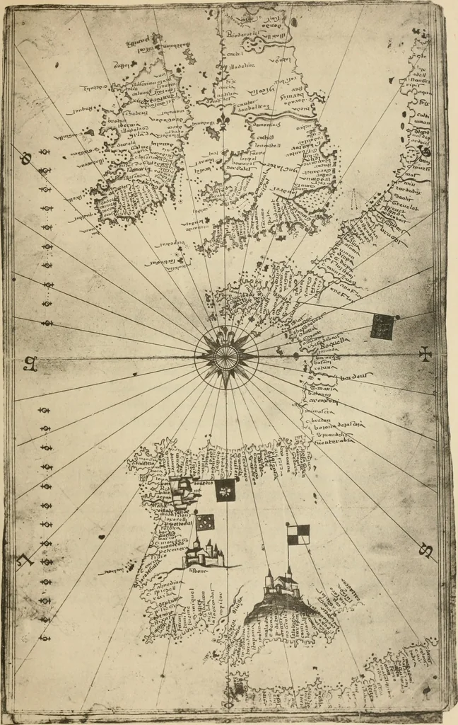 An illustration from Portolan charts; their origin and characteristics, with a descriptive list of those belonging to the Hispanic society of America, 1911, leaf 78