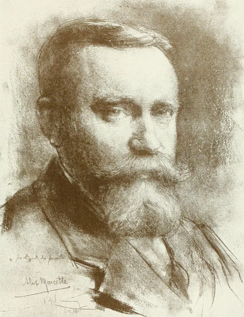 An illustration from Portraits d'artistes : peintres: Berthe Art, François Bulens, André Collin ... [et al.] : sculpteurs: Guillaume Charlier, Isidore de Rudder, Julien Dillens ... [et al.], 1905, leaf 114