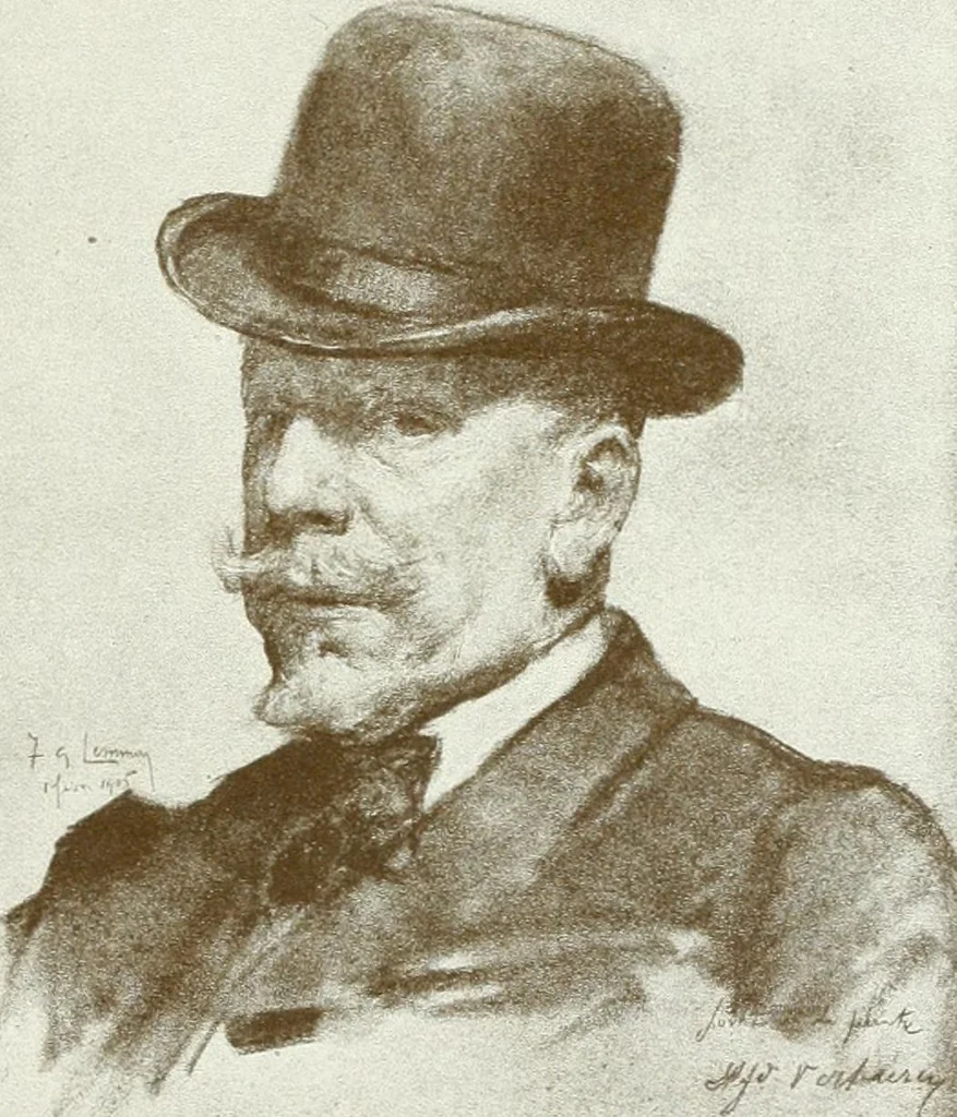 An illustration from Portraits d'artistes : peintres: Berthe Art, François Bulens, André Collin ... [et al.] : sculpteurs: Guillaume Charlier, Isidore de Rudder, Julien Dillens ... [et al.], 1905, leaf 196