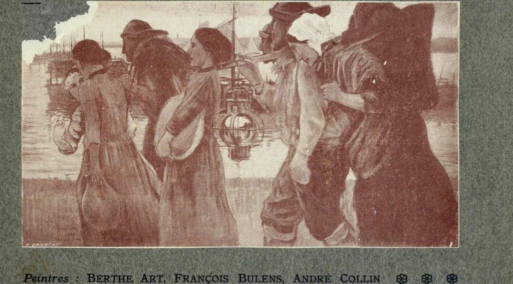 An illustration from Portraits d'artistes : peintres: Berthe Art, François Bulens, André Collin ... [et al.] : sculpteurs: Guillaume Charlier, Isidore de Rudder, Julien Dillens ... [et al.], 1905, leaf 4