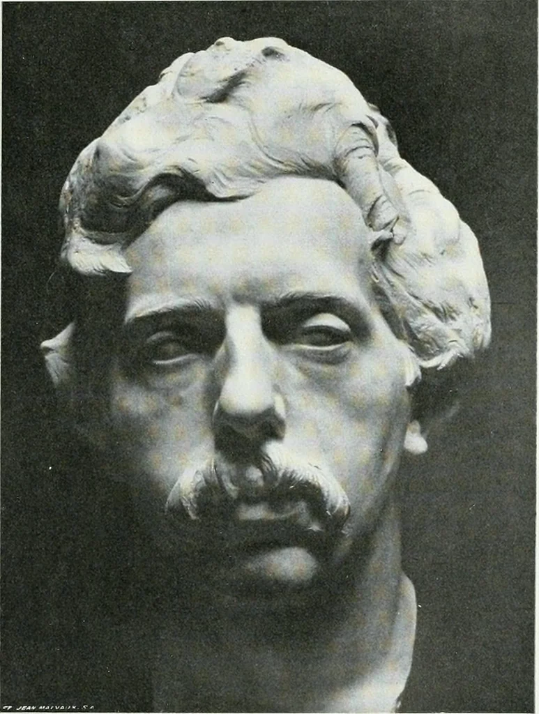 An illustration from Portraits d'artistes : peintres: Berthe Art, François Bulens, André Collin ... [et al.] : sculpteurs: Guillaume Charlier, Isidore de Rudder, Julien Dillens ... [et al.], 1905, leaf 98