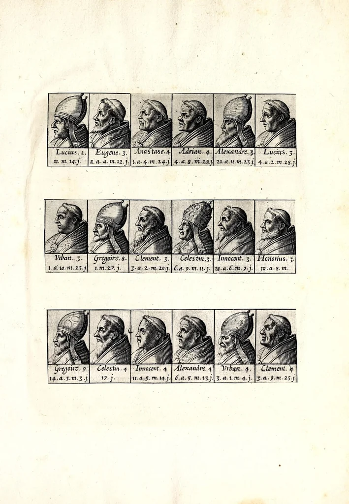 An illustration from Portraitz des Papes depuis S. Pierre Apostre iusques a present, tirez des antiques, auec le temps que chacun d'eulx a tenu le siege, 1605, leaf 31