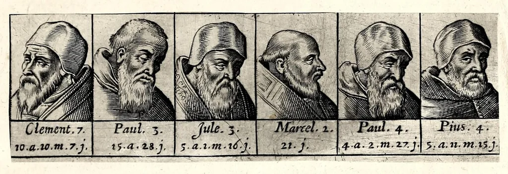 An illustration from Portraitz des Papes depuis S. Pierre Apostre iusques a present, tirez des antiques, auec le temps que chacun d'eulx a tenu le siege, 1605, leaf 39