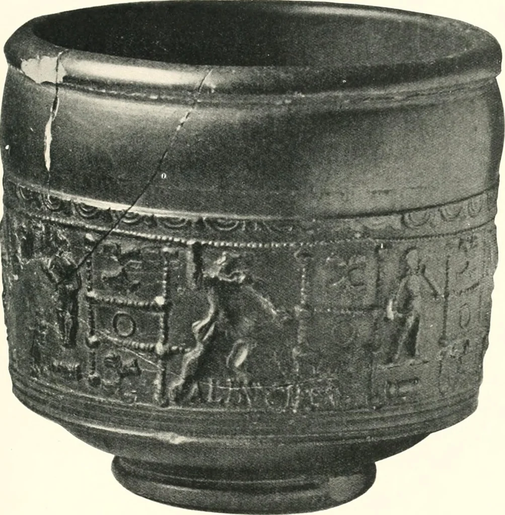 An illustration from The pottery found at Silchester : a descriptive account of the pottery recovered during the excavations on the site of the Romano-British city of Calleva Atrebatum at Silchester, Hants., and deposited in the Reading Museum, 1916, leaf 374