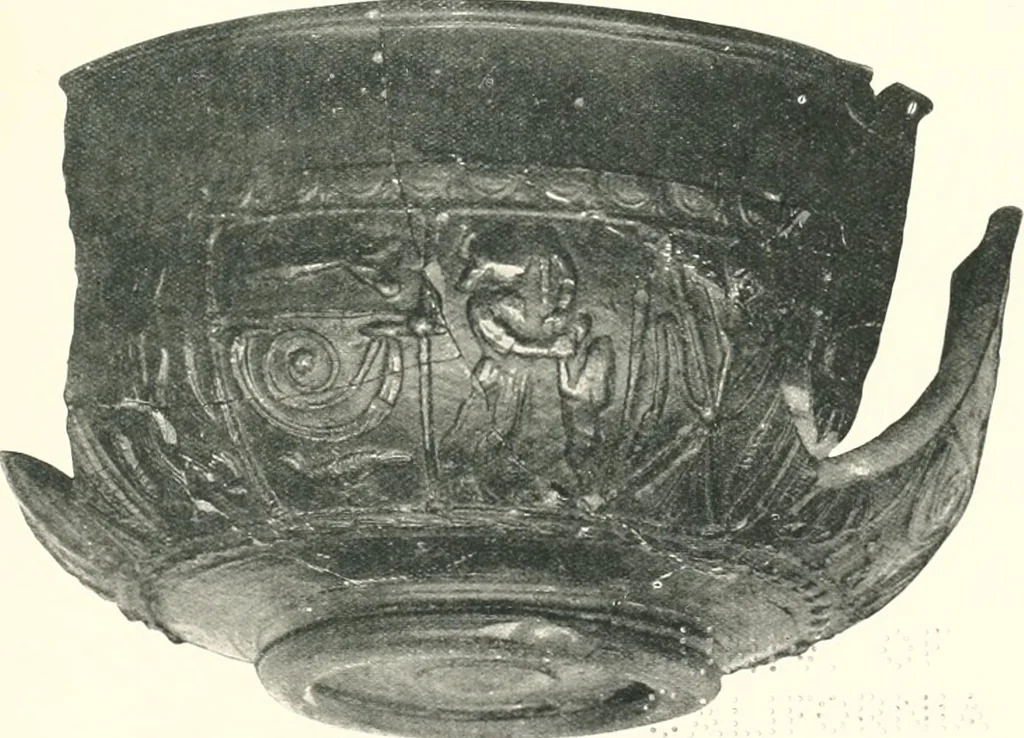 An illustration from The pottery found at Silchester : a descriptive account of the pottery recovered during the excavations on the site of the Romano-British city of Calleva Atrebatum at Silchester, Hants., and deposited in the Reading Museum, 1916, leaf 378