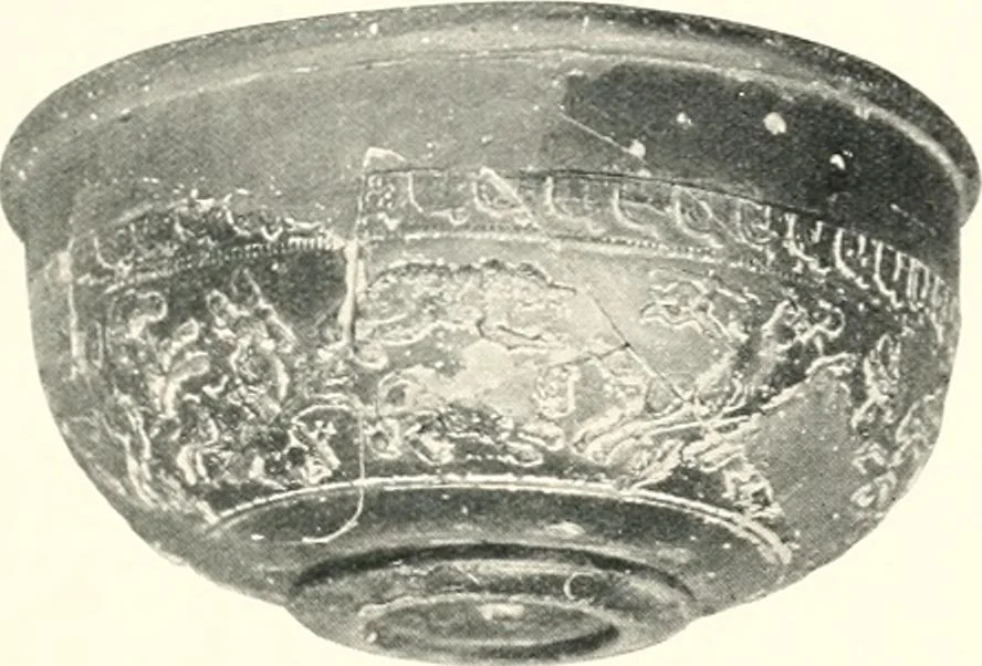 An illustration from The pottery found at Silchester : a descriptive account of the pottery recovered during the excavations on the site of the Romano-British city of Calleva Atrebatum at Silchester, Hants., and deposited in the Reading Museum, 1916, leaf 382
