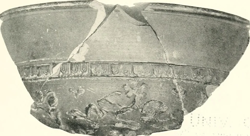 An illustration from The pottery found at Silchester : a descriptive account of the pottery recovered during the excavations on the site of the Romano-British city of Calleva Atrebatum at Silchester, Hants., and deposited in the Reading Museum, 1916, leaf 382