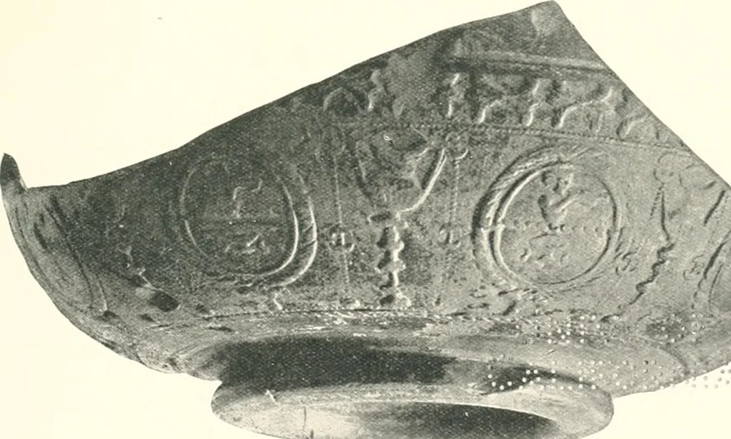 An illustration from The pottery found at Silchester : a descriptive account of the pottery recovered during the excavations on the site of the Romano-British city of Calleva Atrebatum at Silchester, Hants., and deposited in the Reading Museum, 1916, leaf 390
