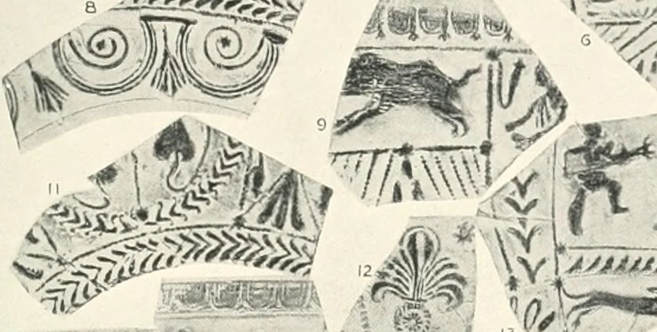 An illustration from The pottery found at Silchester : a descriptive account of the pottery recovered during the excavations on the site of the Romano-British city of Calleva Atrebatum at Silchester, Hants., and deposited in the Reading Museum, 1916, leaf 392