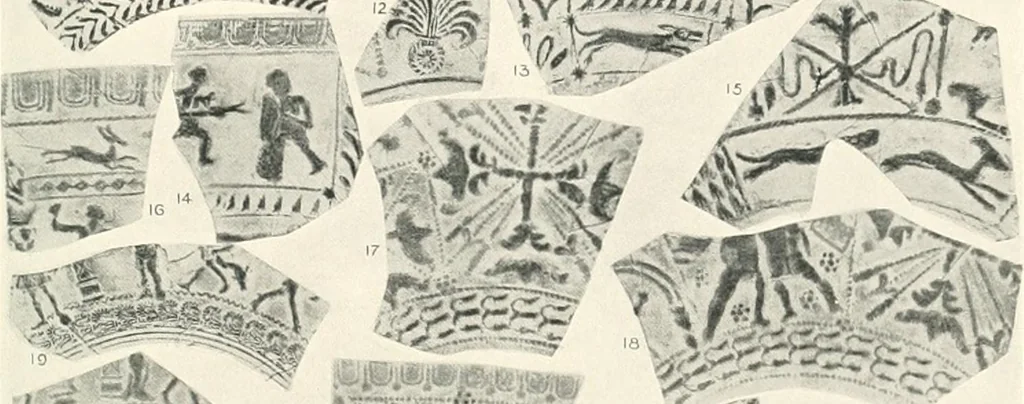 An illustration from The pottery found at Silchester : a descriptive account of the pottery recovered during the excavations on the site of the Romano-British city of Calleva Atrebatum at Silchester, Hants., and deposited in the Reading Museum, 1916, leaf 392