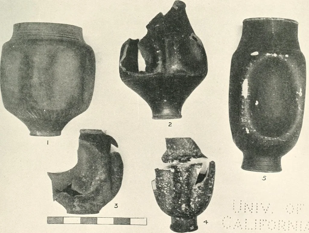 An illustration from The pottery found at Silchester : a descriptive account of the pottery recovered during the excavations on the site of the Romano-British city of Calleva Atrebatum at Silchester, Hants., and deposited in the Reading Museum, 1916, leaf 428