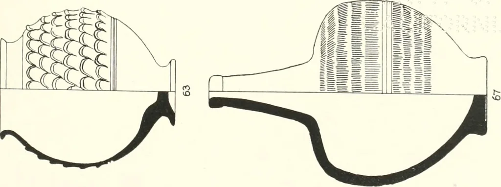 An illustration from The pottery found at Silchester : a descriptive account of the pottery recovered during the excavations on the site of the Romano-British city of Calleva Atrebatum at Silchester, Hants., and deposited in the Reading Museum, 1916, leaf 438