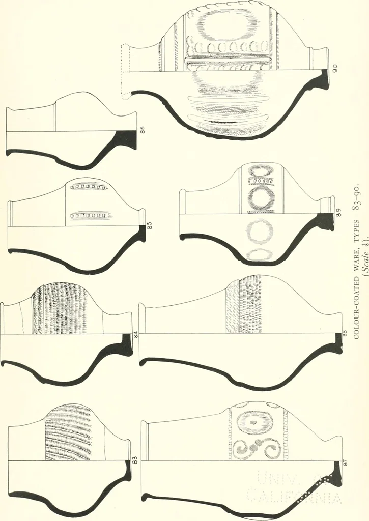 An illustration from The pottery found at Silchester : a descriptive account of the pottery recovered during the excavations on the site of the Romano-British city of Calleva Atrebatum at Silchester, Hants., and deposited in the Reading Museum, 1916, leaf 444