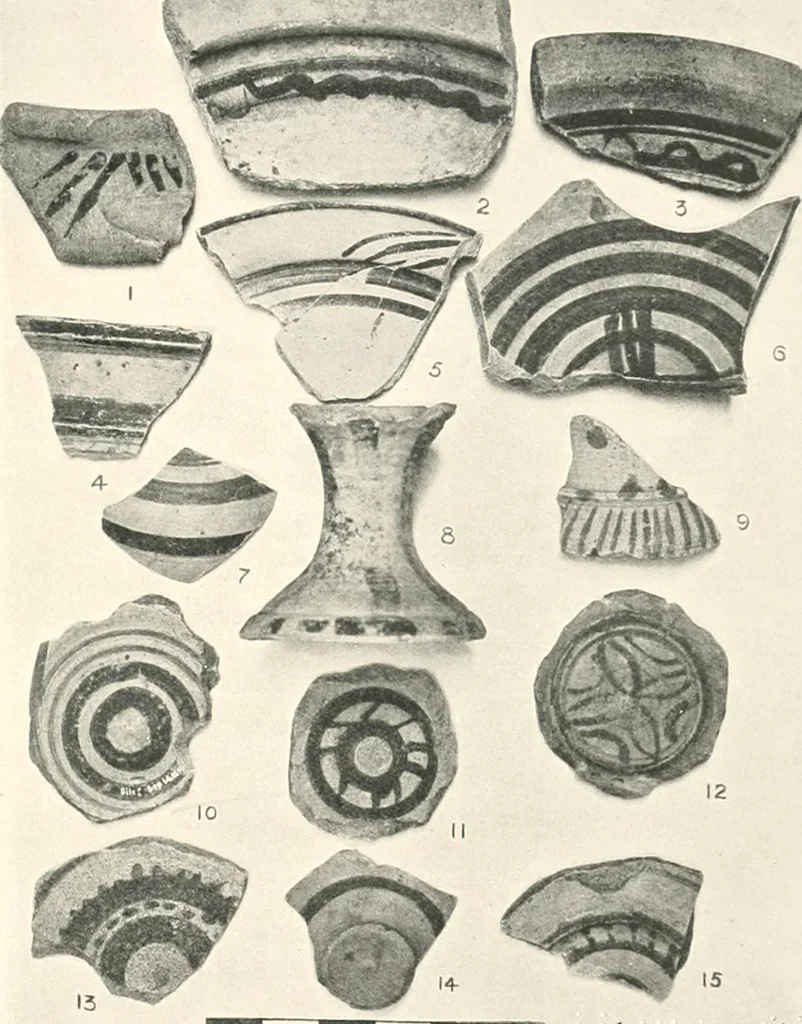 An illustration from The pottery found at Silchester : a descriptive account of the pottery recovered during the excavations on the site of the Romano-British city of Calleva Atrebatum at Silchester, Hants., and deposited in the Reading Museum, 1916, leaf 450