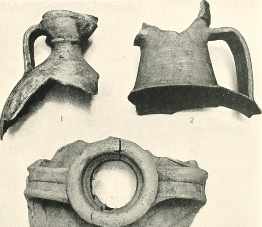 An illustration from The pottery found at Silchester : a descriptive account of the pottery recovered during the excavations on the site of the Romano-British city of Calleva Atrebatum at Silchester, Hants., and deposited in the Reading Museum, 1916, leaf 462
