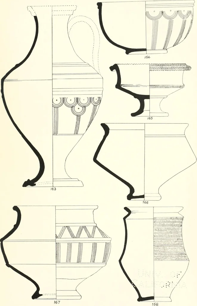 An illustration from The pottery found at Silchester : a descriptive account of the pottery recovered during the excavations on the site of the Romano-British city of Calleva Atrebatum at Silchester, Hants., and deposited in the Reading Museum, 1916, leaf 482