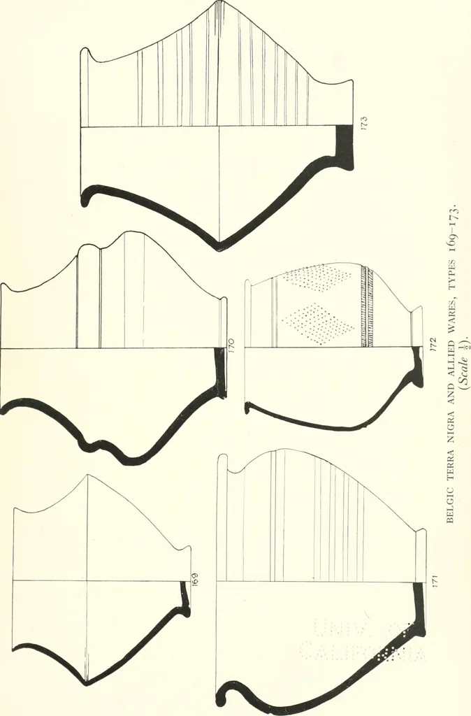 An illustration from The pottery found at Silchester : a descriptive account of the pottery recovered during the excavations on the site of the Romano-British city of Calleva Atrebatum at Silchester, Hants., and deposited in the Reading Museum, 1916, leaf 484