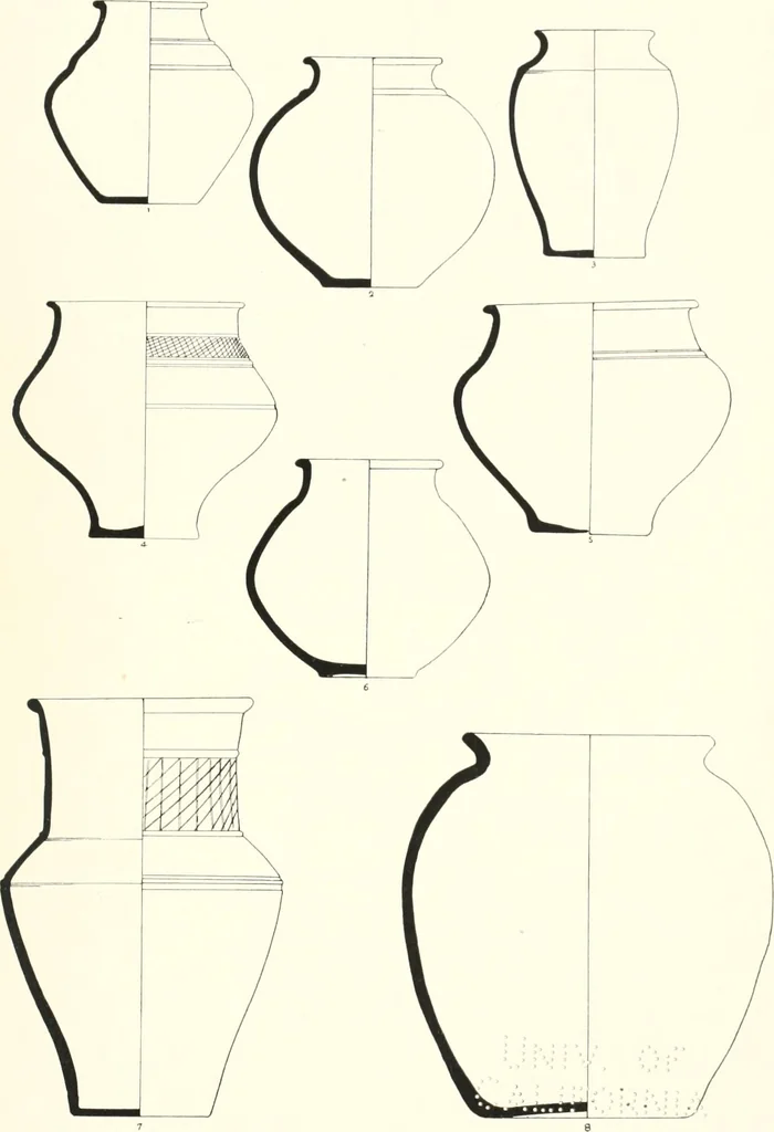 An illustration from The pottery found at Silchester : a descriptive account of the pottery recovered during the excavations on the site of the Romano-British city of Calleva Atrebatum at Silchester, Hants., and deposited in the Reading Museum, 1916, leaf 494
