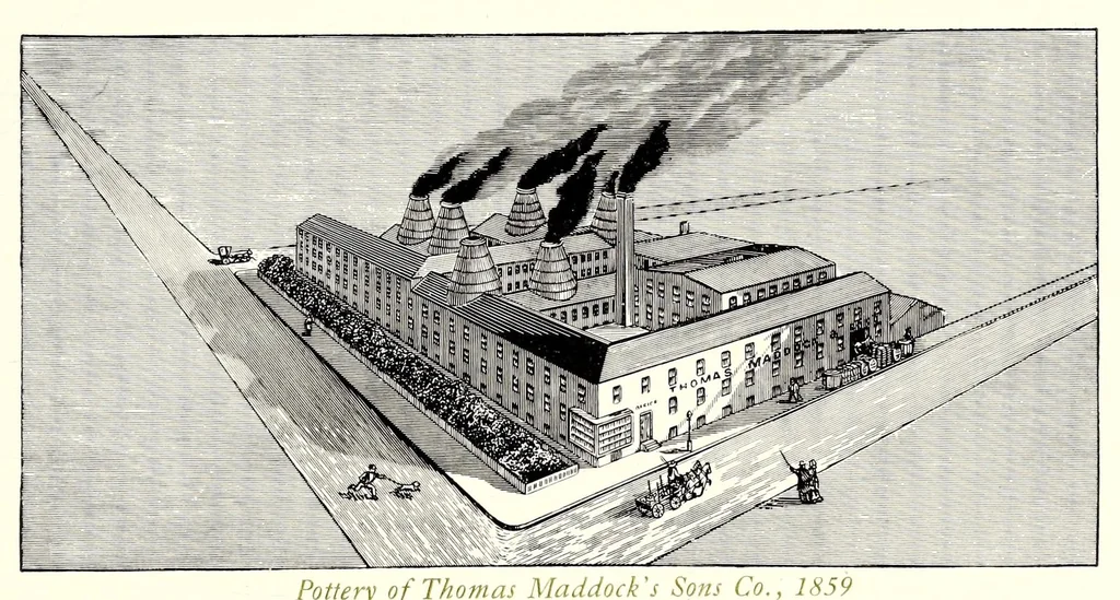 An illustration from Pottery. A history of the pottery industry and its evolution as applied to sanitation, with unique specimens and facsimile marks from ancient to modern foreign and American wares .., 1910, leaf 55