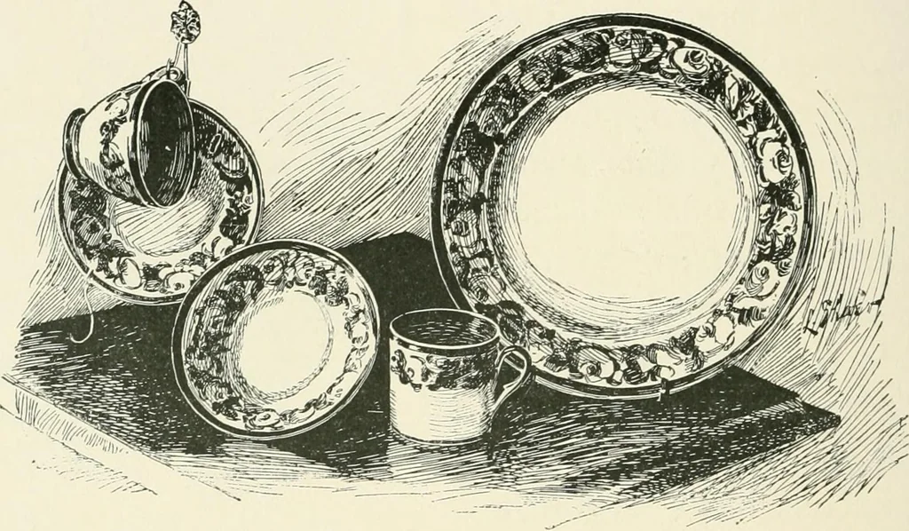 An illustration from The pottery and porcelain of the United States; an historical review of American ceramic art from the earliest times to the present day, 1893, leaf 169