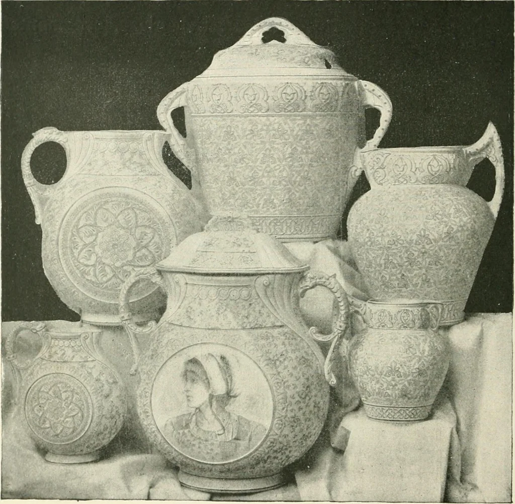 An illustration from The pottery and porcelain of the United States; an historical review of American ceramic art from the earliest times to the present day, 1893, leaf 349