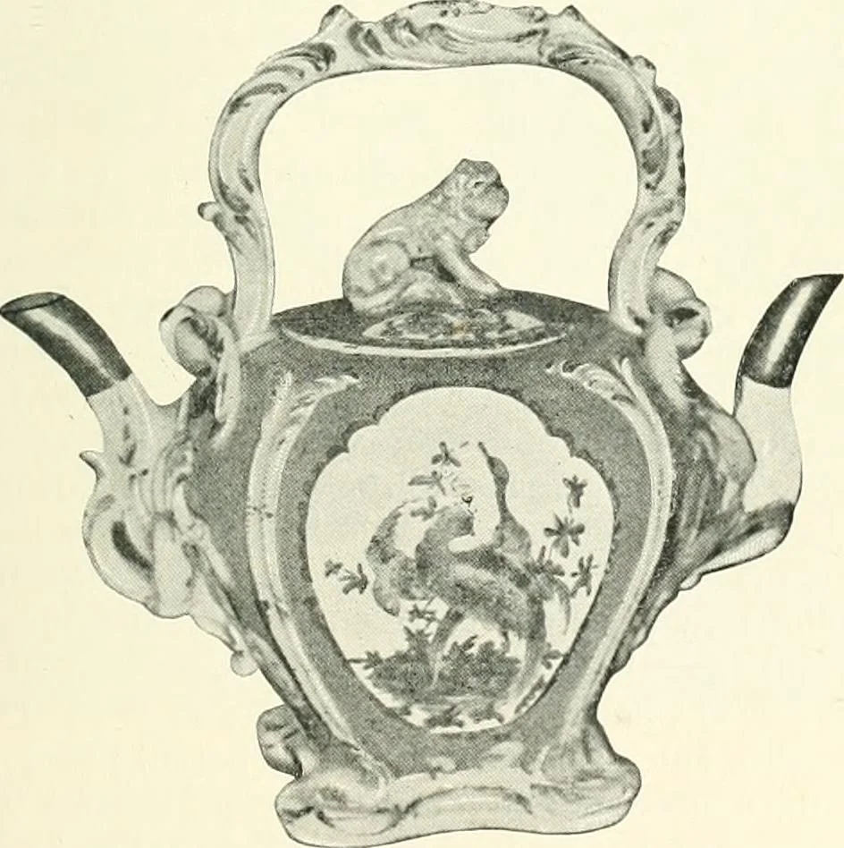 An illustration from Pottery & porcelain, a guide to collectors; containing nearly two hundred illustrations of specimens of various factories, nine coloured plates, and marks and monograms of all the important makers, 1912, leaf 128