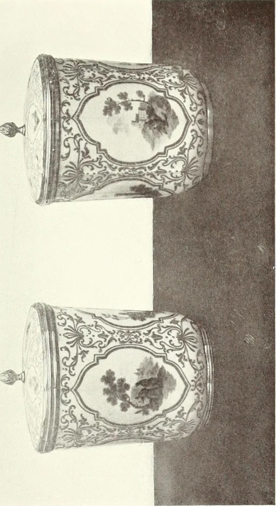 An illustration from Pottery & porcelain, a guide to collectors; containing nearly two hundred illustrations of specimens of various factories, nine coloured plates, and marks and monograms of all the important makers, 1912, leaf 148