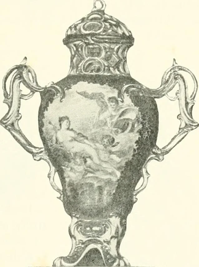An illustration from Pottery & porcelain, a guide to collectors; containing nearly two hundred illustrations of specimens of various factories, nine coloured plates, and marks and monograms of all the important makers, 1912, leaf 174