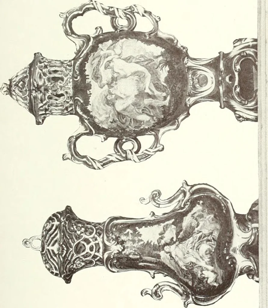 An illustration from Pottery & porcelain, a guide to collectors; containing nearly two hundred illustrations of specimens of various factories, nine coloured plates, and marks and monograms of all the important makers, 1912, leaf 176