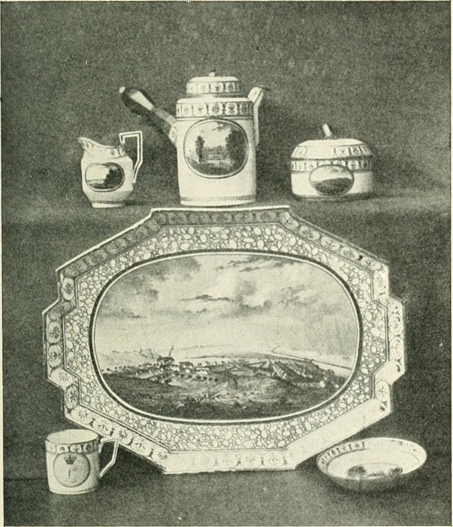 An illustration from Pottery & porcelain, a guide to collectors; containing nearly two hundred illustrations of specimens of various factories, nine coloured plates, and marks and monograms of all the important makers, 1912, leaf 214