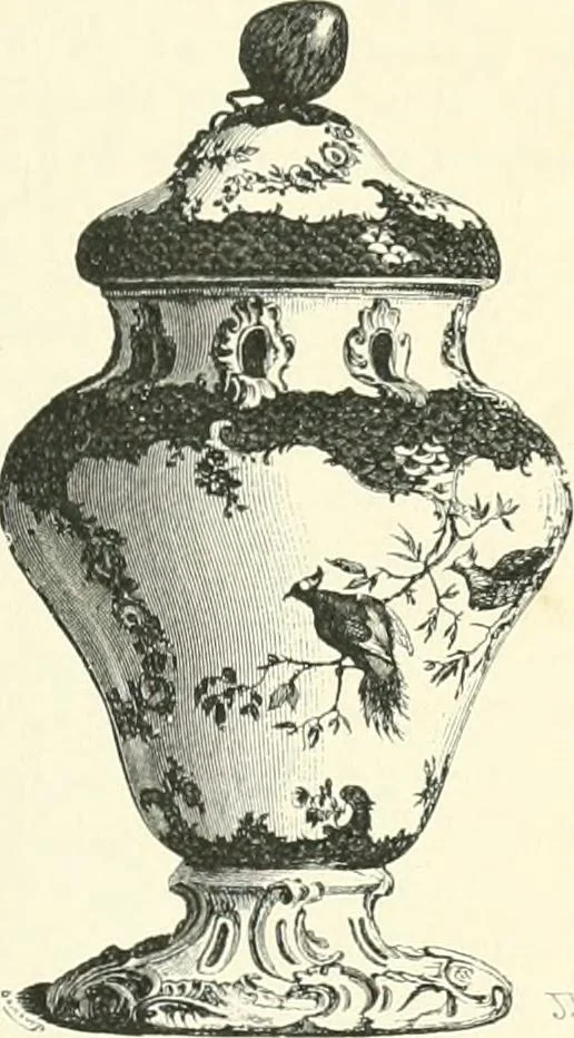 An illustration from Pottery & porcelain, a guide to collectors; containing nearly two hundred illustrations of specimens of various factories, nine coloured plates, and marks and monograms of all the important makers, 1912, leaf 240