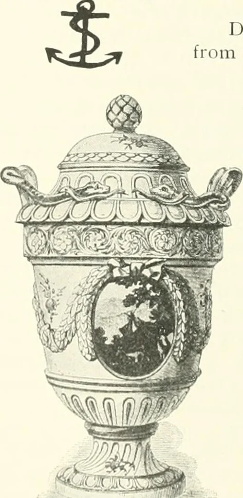 An illustration from Pottery & porcelain, a guide to collectors; containing nearly two hundred illustrations of specimens of various factories, nine coloured plates, and marks and monograms of all the important makers, 1912, leaf 279
