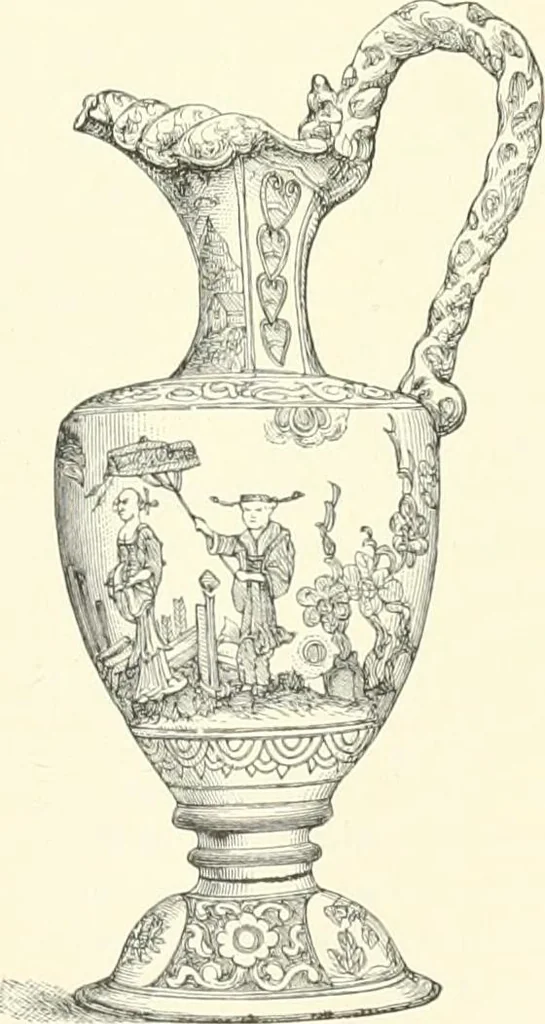 An illustration from Pottery & porcelain, a guide to collectors; containing nearly two hundred illustrations of specimens of various factories, nine coloured plates, and marks and monograms of all the important makers, 1912, leaf 386