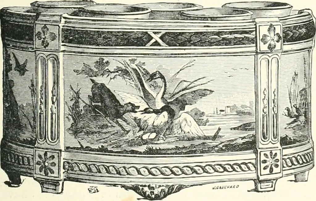 An illustration from Pottery & porcelain, a guide to collectors; containing nearly two hundred illustrations of specimens of various factories, nine coloured plates, and marks and monograms of all the important makers, 1912, leaf 444
