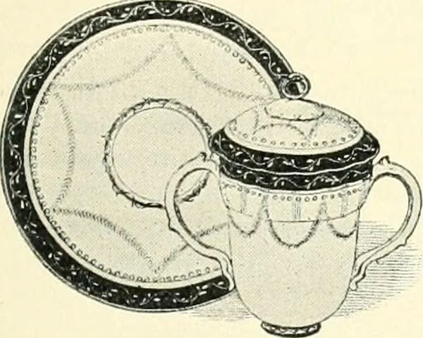 An illustration from Pottery & porcelain, a guide to collectors; containing nearly two hundred illustrations of specimens of various factories, nine coloured plates, and marks and monograms of all the important makers, 1912, leaf 78