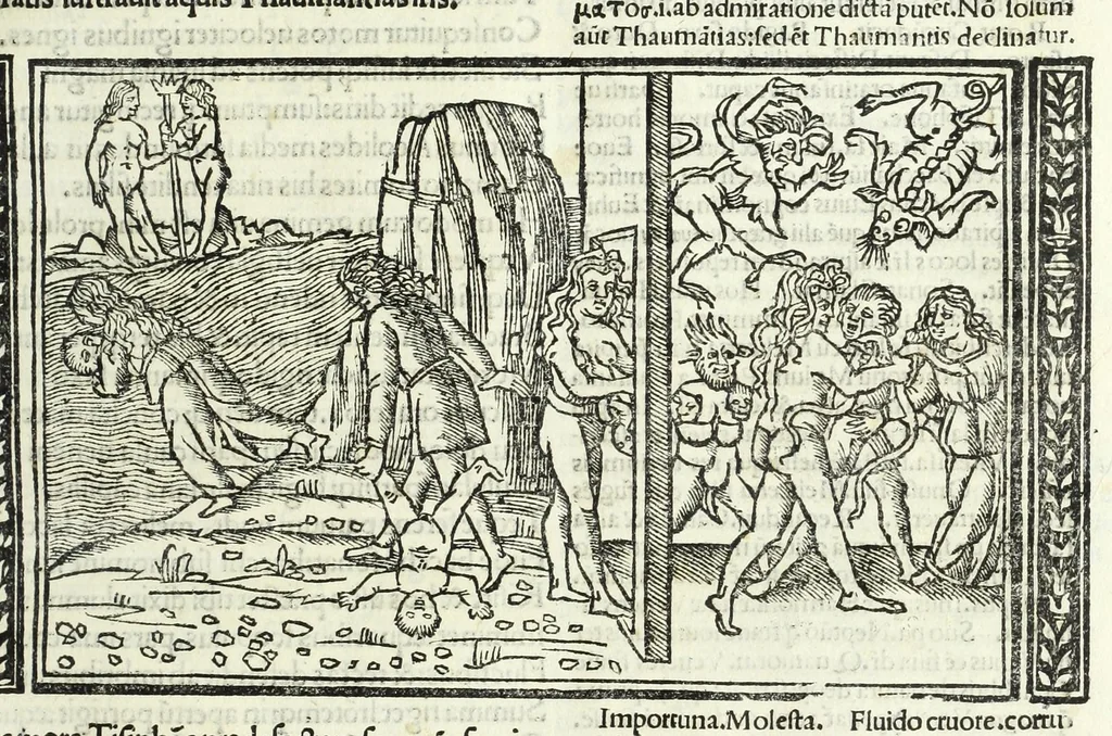 An illustration from P. Ouidii Metamorphosis : cum luculentissimis Raphaelis Regij enarrationibus : quibus cũ alia q̃da[m] ascripta sunt : q̃ in exemplarib[us] antea impressis nom inueniuntur : tum eorum apologia : q̃ fuerant a quibusdam reprehensa, 1517, leaf 107