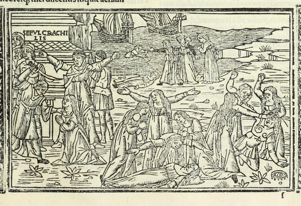 An illustration from P. Ouidii Metamorphosis : cum luculentissimis Raphaelis Regij enarrationibus : quibus cũ alia q̃da[m] ascripta sunt : q̃ in exemplarib[us] antea impressis nom inueniuntur : tum eorum apologia : q̃ fuerant a quibusdam reprehensa, 1517, leaf 289