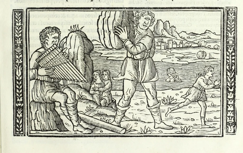 An illustration from P. Ouidii Metamorphosis : cum luculentissimis Raphaelis Regij enarrationibus : quibus cũ alia q̃da[m] ascripta sunt : q̃ in exemplarib[us] antea impressis nom inueniuntur : tum eorum apologia : q̃ fuerant a quibusdam reprehensa, 1517, leaf 297
