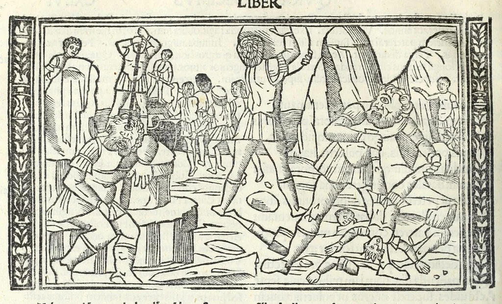 An illustration from P. Ouidii Metamorphosis : cum luculentissimis Raphaelis Regij enarrationibus : quibus cũ alia q̃da[m] ascripta sunt : q̃ in exemplarib[us] antea impressis nom inueniuntur : tum eorum apologia : q̃ fuerant a quibusdam reprehensa, 1517, leaf 308