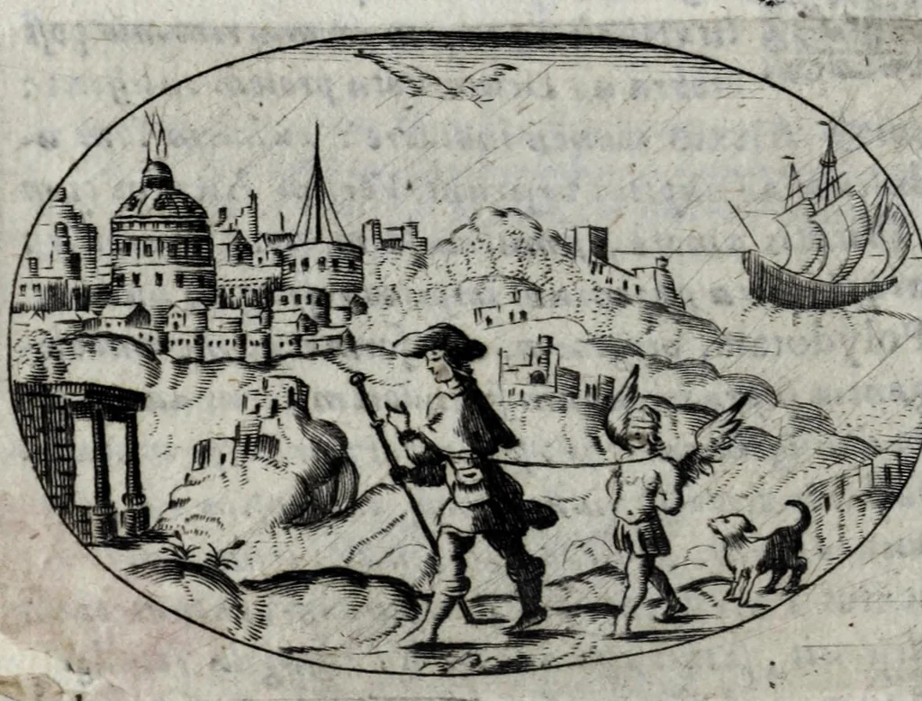 An illustration from P. P. Ioan Vincartii gallobelgæ insulani e Societate Iesv Sacrarvm heroidvm epistolæ, 1673, leaf 116