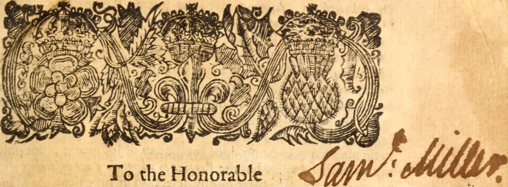 An illustration from A practical commentary, or, An exposition with notes upon the Epistle of James : delivered in sundry weekly lectures at Stoke-Newington in Middlesex, near London, 1657, leaf 8