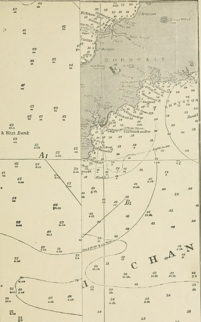 An illustration from The American practical navigator : being an epitome of navigation and nautical astronomy, 1888, leaf 180