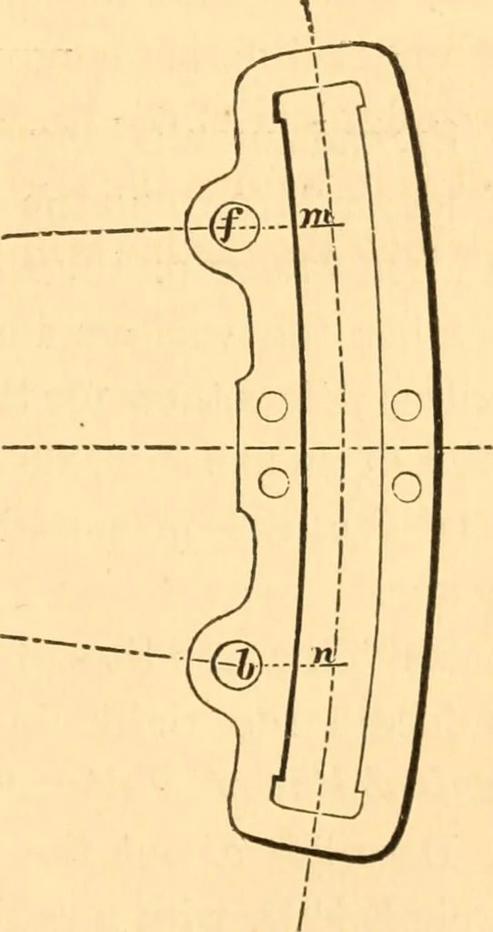 An illustration from The practical application of the slide valve and link motion to stationary, portable, locomotive, and marine engines : with new and simple methods for proportioning the parts, 1870, leaf 124