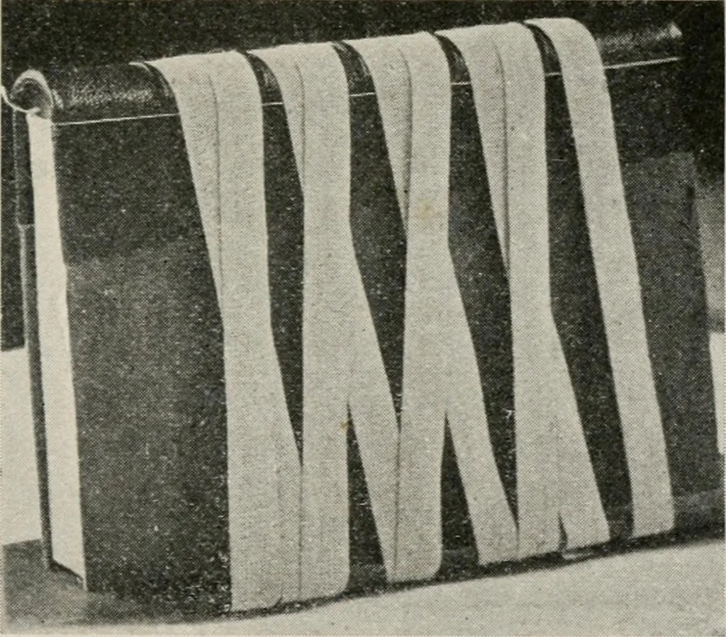 An illustration from Practical bookbinding : a text-book intended for those who take up the art of bookbinding, and designed to give sufficient help to enable handy persons to bind their books and periodicals, 1908, leaf 100