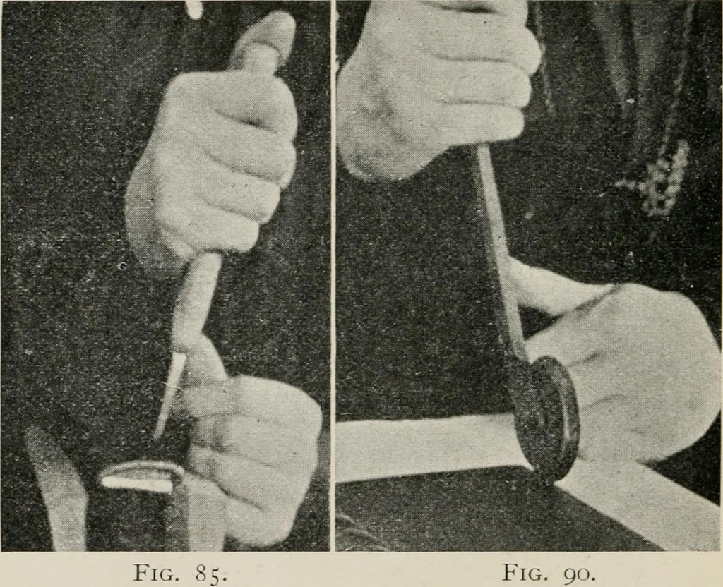 An illustration from Practical bookbinding : a text-book intended for those who take up the art of bookbinding, and designed to give sufficient help to enable handy persons to bind their books and periodicals, 1908, leaf 121