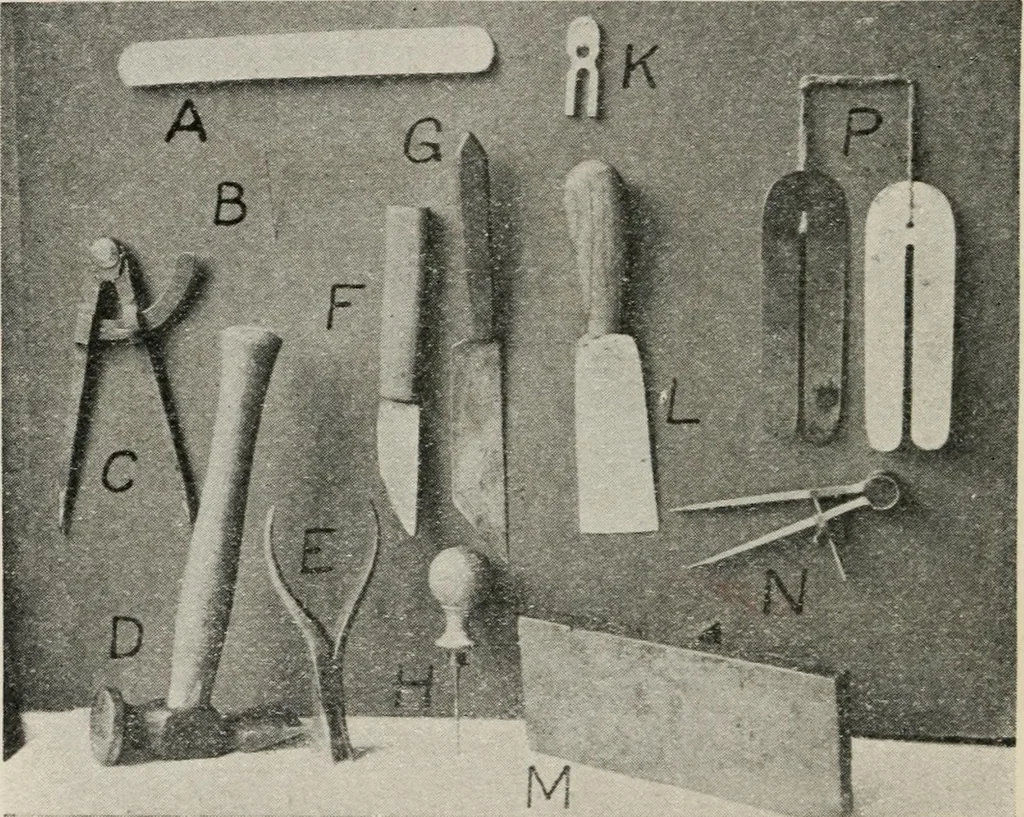 An illustration from Practical bookbinding : a text-book intended for those who take up the art of bookbinding, and designed to give sufficient help to enable handy persons to bind their books and periodicals, 1908, leaf 21